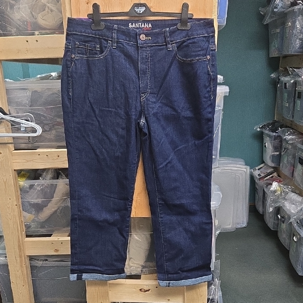 Santana Jeans Size 14 Dark Wash Mid Rise Classic Straight Capri Jean